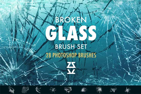 Broken Glass Photoshop Brushes Set