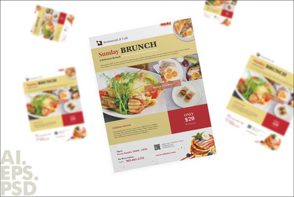 Brunch Food Restaurant Opening  Flyer Design