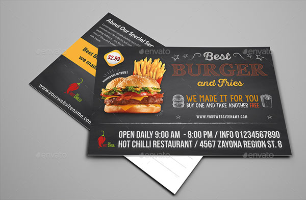 Burger Restaurant Postcard Templates