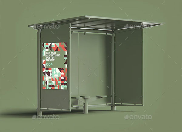 Bus Stop Advertising Poster Mockup Template