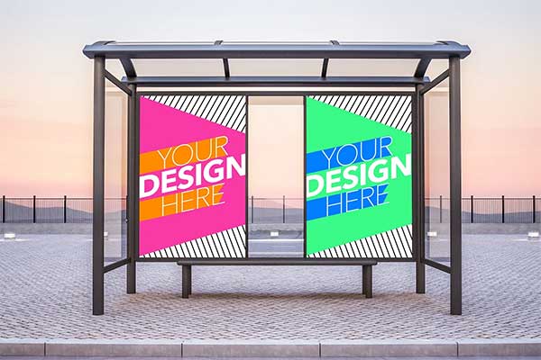 Bus Stop with 2 Posters Mockup