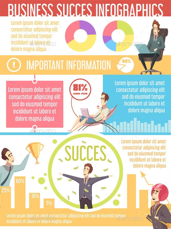 Business Success Cartoon Infographic Poster Template