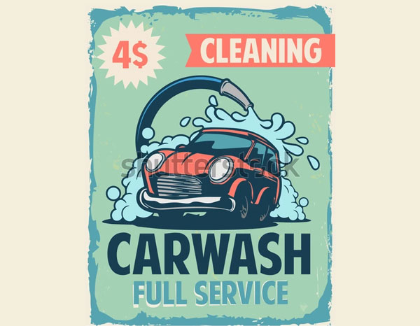 Car Wash Poster Vintage Template