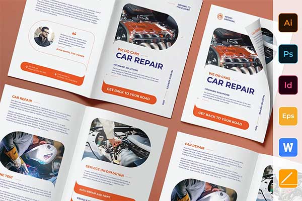 Car Wash and Repair Brochure Bifold Template