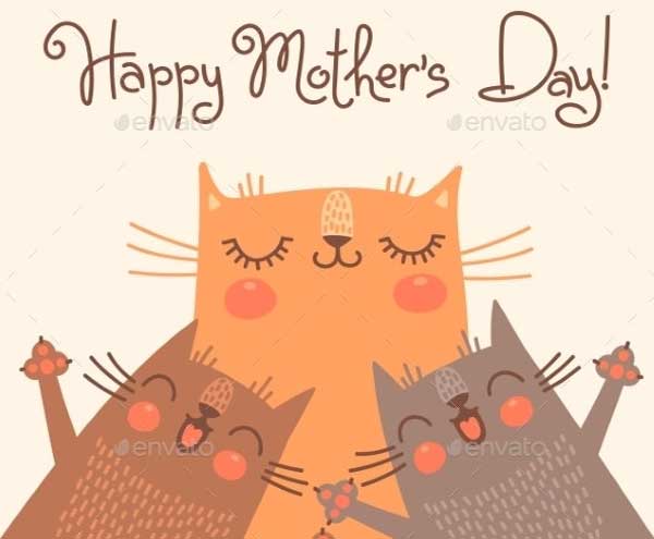 Card for Mothers Day with Cats