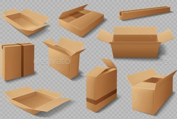 Cardboard Box Realistic Mockups