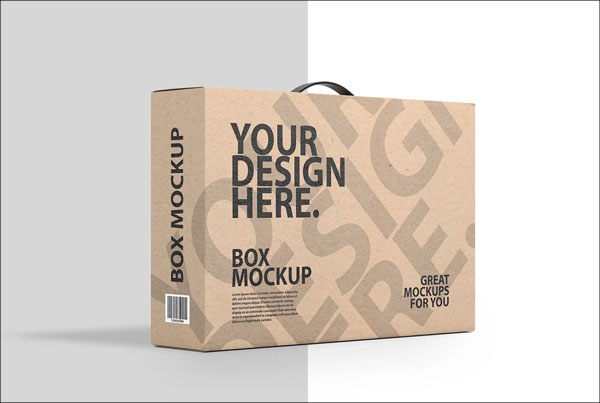 Cardboard Box With Handle PSD Mockup