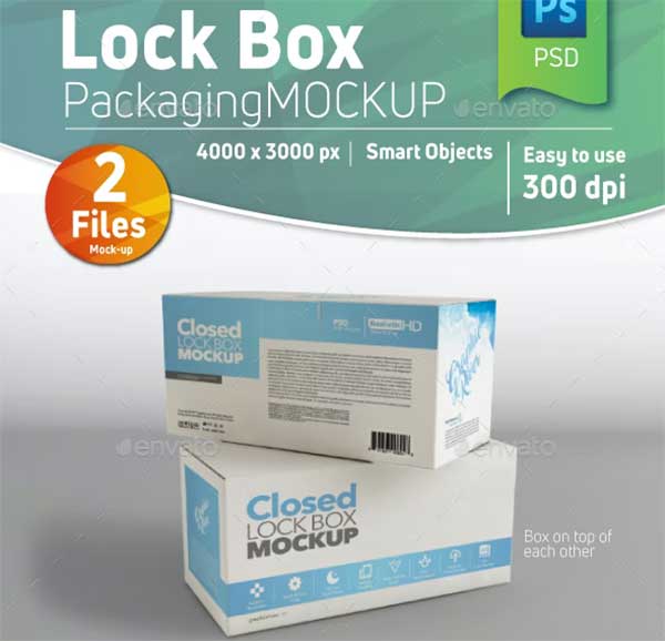 Cardboard Closed Lock Box Mockup