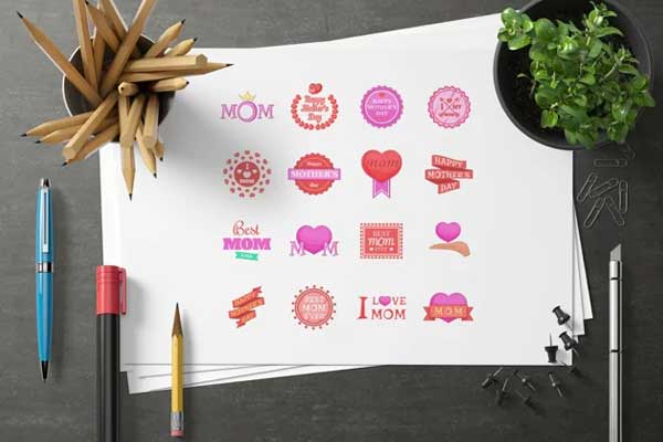Cartoon Style Mother's  Day Icons Set