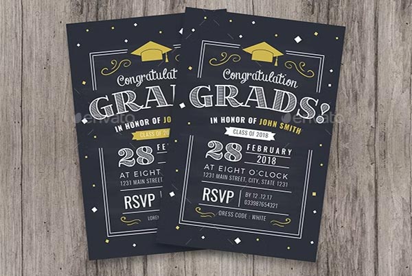Chalkboard Style Graduation Invitation