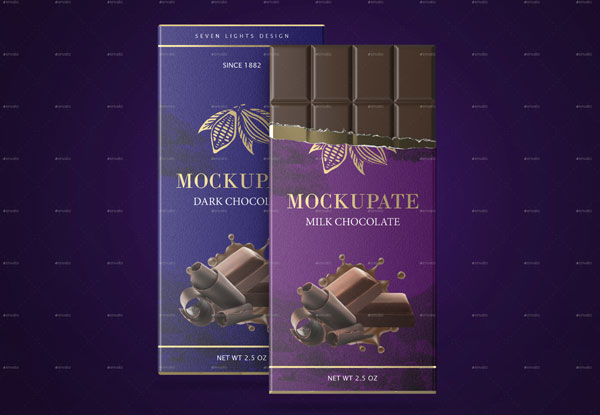 Chocolate Bar Packaging Photoshop Mockup