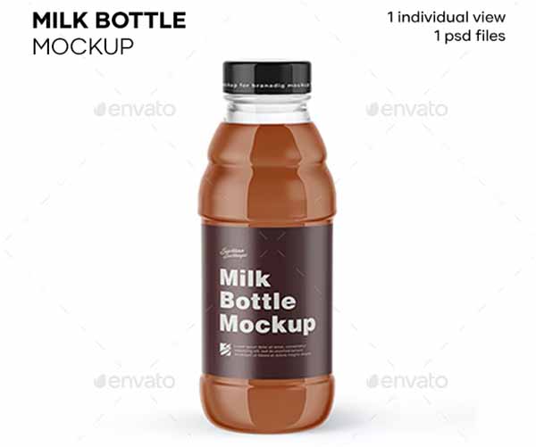 Chocolate Milk Plastic Bottle Mockup