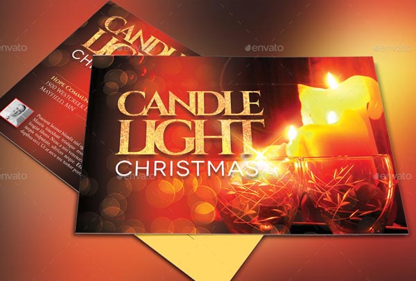 Christmas Candle Light Postcard Template