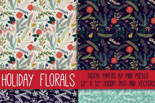 Christmas Holiday Floral Patterns