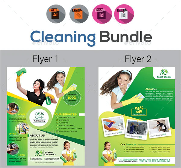 Cleaning Service Flyer Template Bundle