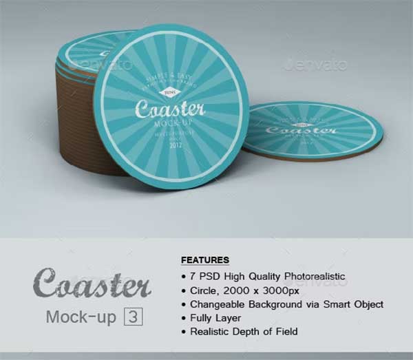 Coaster Mock-up Photoshop Design