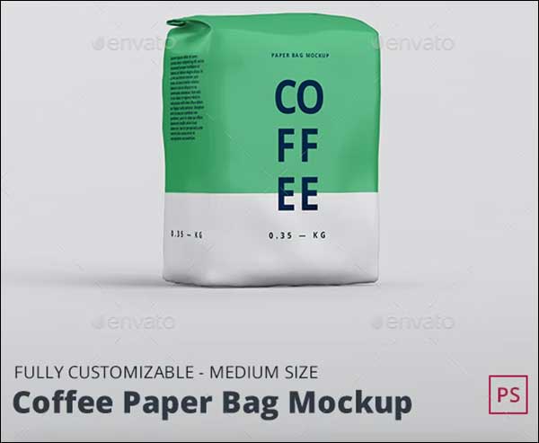 Coffee Paper Bag Mockup Medium Size