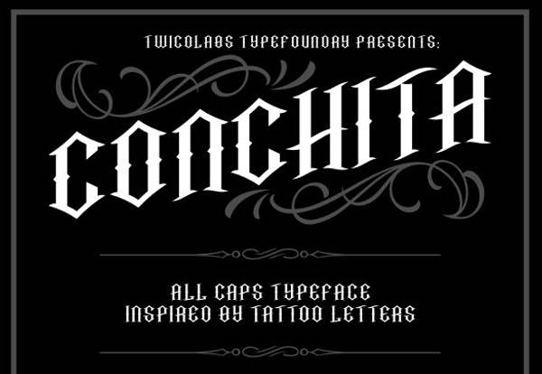 Conchita Typeface Tattoo Font