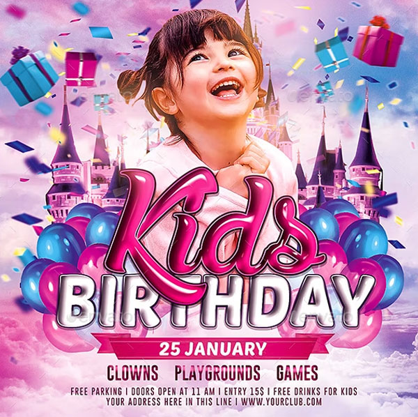 Cool Kids Birthday Invitation Flyer Template