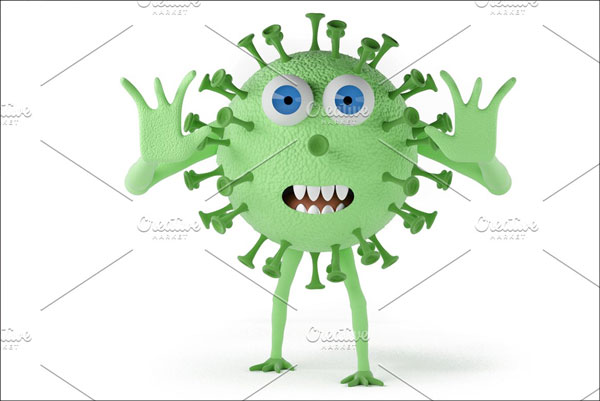 Coronavirus character - 3d render