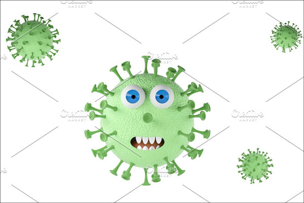 Coronavirus with Eyes Characters