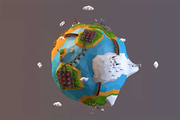 Creative 3D Low Poly Earth