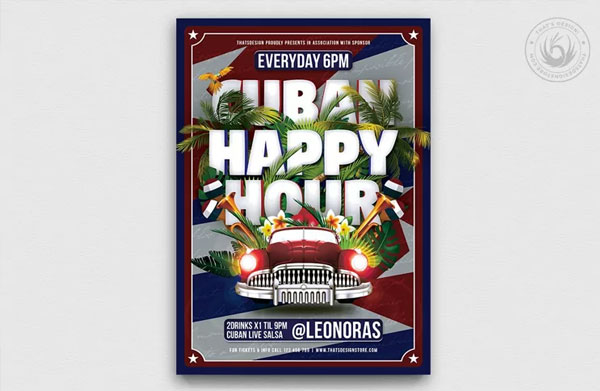 Cuban Happy Hour Flyer Template