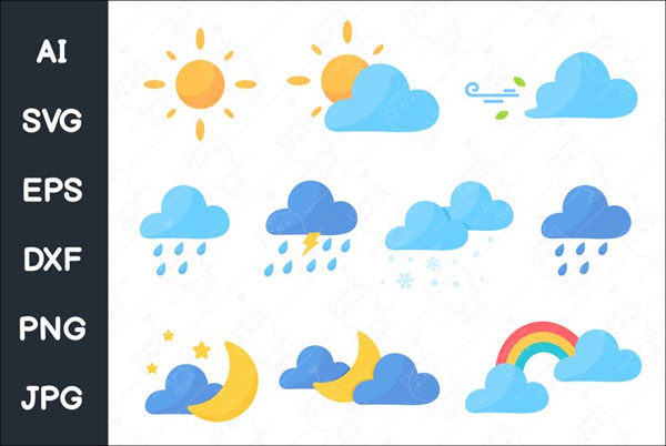 Cute Weather Icon Set