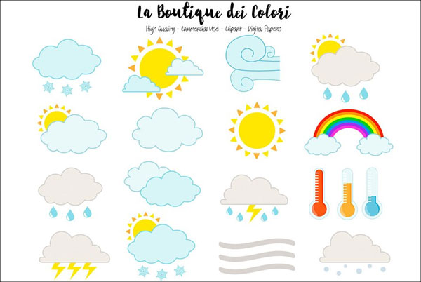 Cute Weather Icons Clipart