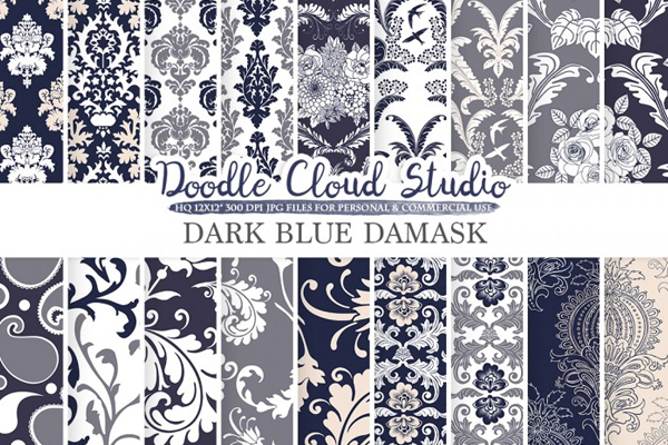 DarkNavy Blue Swirl Patterns