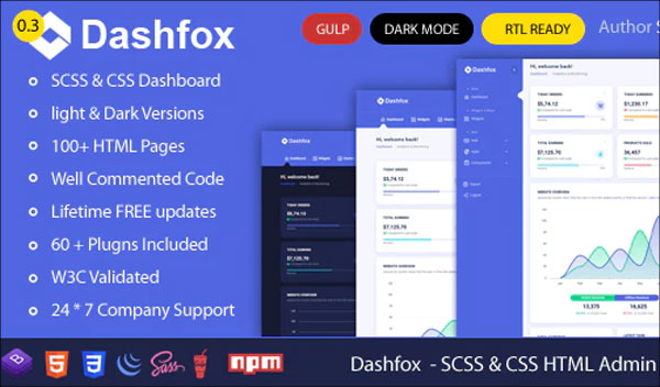 Dashfox - Dashboard HTML Template