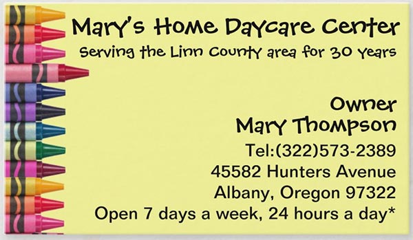 Daycare Babysitting Business Card Design