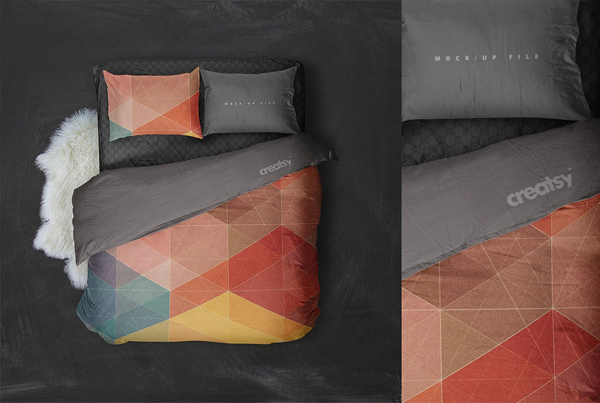 Double Bed Bedding Mockup
