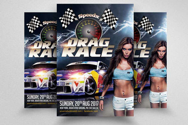 Drag Car Night Racing Flyer Template
