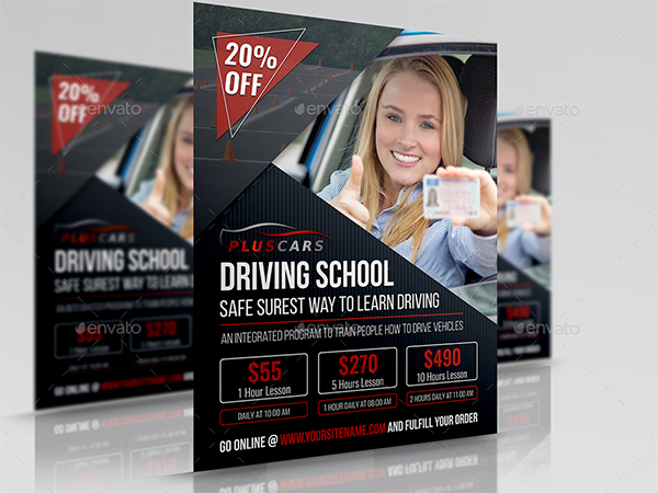 Driving School Flyer PSD Template Design
