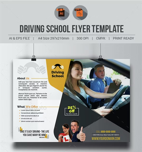 Driving School PSD Flyer Template