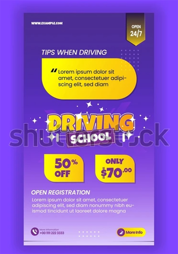 Driving School Story Banner or Flyer Template