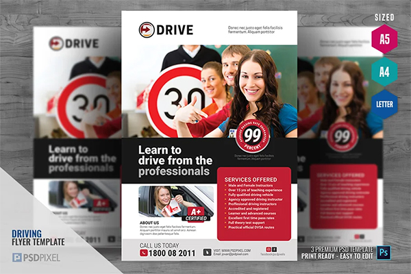 Driving lesson Services Flyer Template