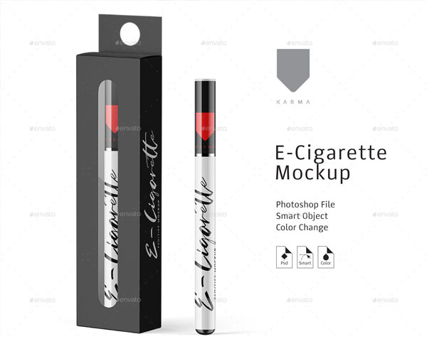 E-Cigarette and Box Photoshop Mockup