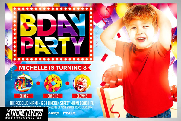 Editable Kids Birthday Flyer Template