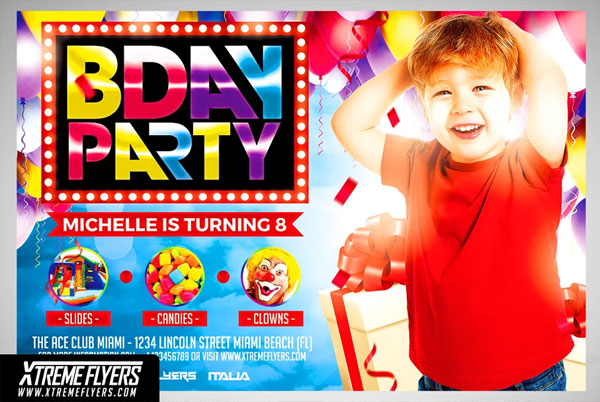 Editable Kids Birthday Party Flyer Template