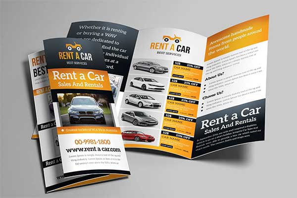Editable Rent a Car Trifold Brochure