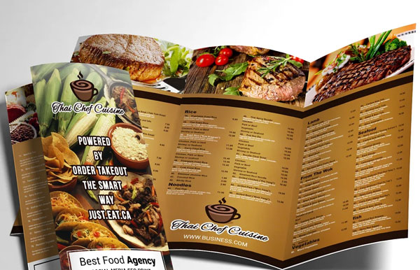 Editable Restaurant Menu Tri-fold Brochure