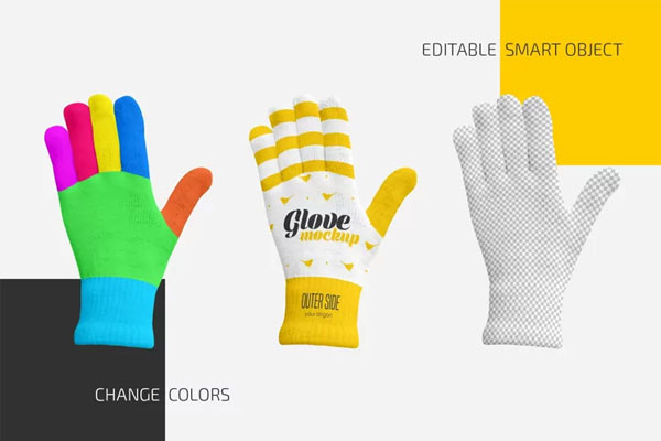 Editable Winter Gloves Mockup