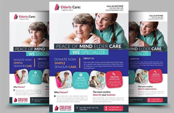 Elderly Care Flyer PSD Editable Template