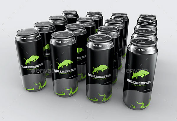 Energy Drink Cans Photoshop Mockup