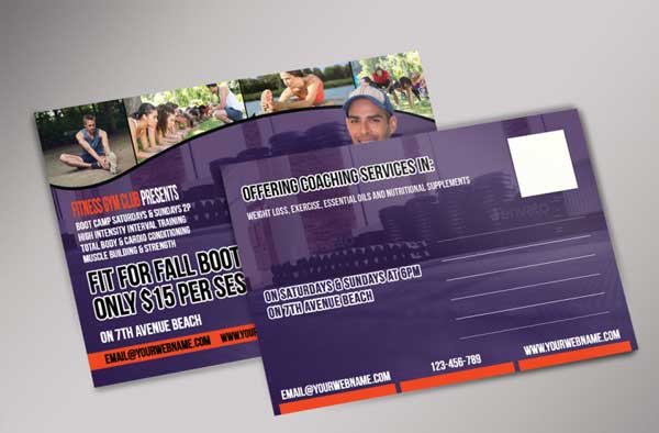 Fitness Club Postcard Template