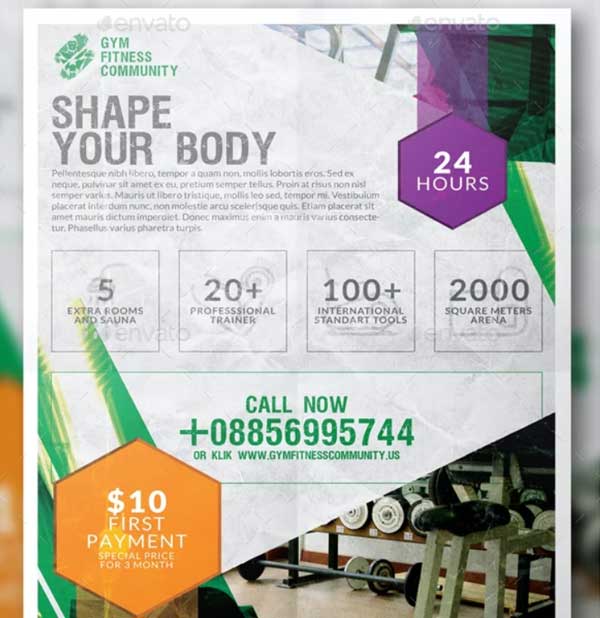 Fitness Gym Flyer and Poster PSD Template