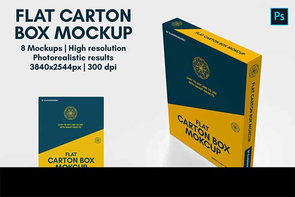 Flat Carton Box PSD Mockup