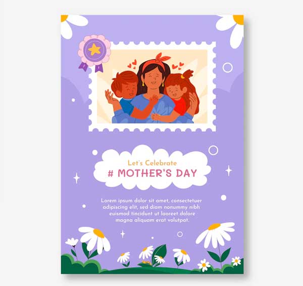 Flat Mothers Day Vertical Flyer Template Free